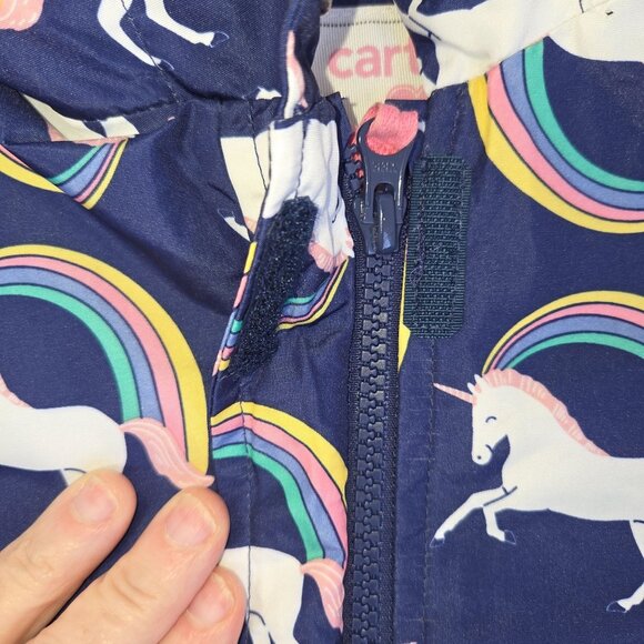 Carters Girls 3T Blue Unicorn & Rainbow Rain Jacket 4139 - Picture 5 of 10